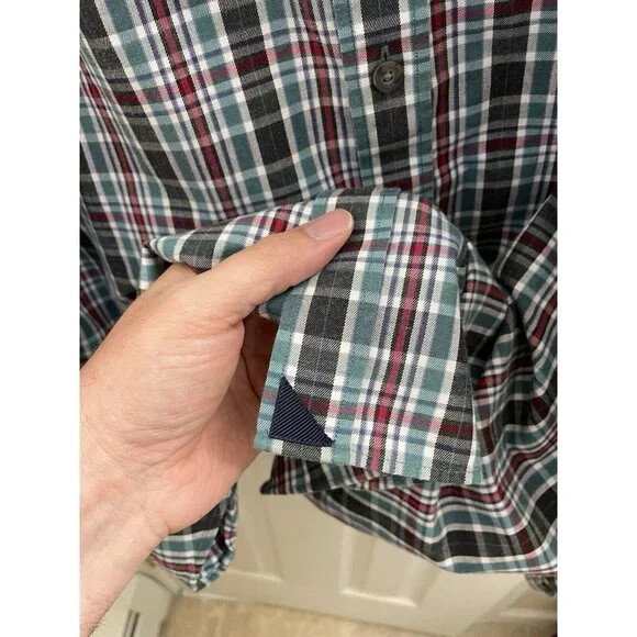 Untuckit Tarcento Mens XL  Slim Wf Shirt Long Sleeve Blue/Green Plaid Button Up - Picture 7 of 10